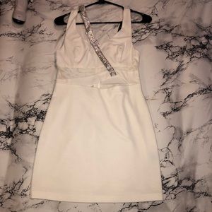 White semi formal mini dress